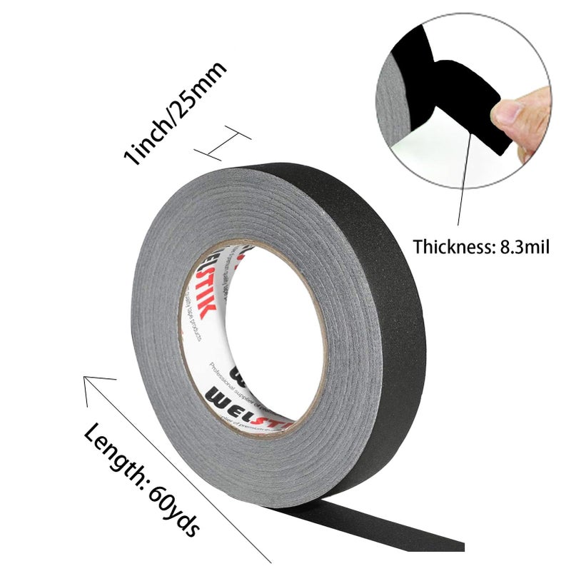 WELSTIK Black Gaffer Tape 1 Inch 1" X 60 Yards-Heavy Duty Gaffers Tape for Cables,Photography,Theater Stage Setup,Interior Design,Residue Free,Non Reflective,Easy to Tear - Image 2
